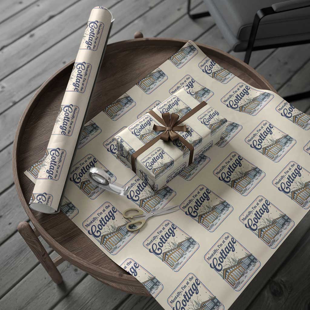 Mentally I'm at the Cottage Wrapping Paper Roll Funny Hockey Romance TS14 Beige Print Your Wear