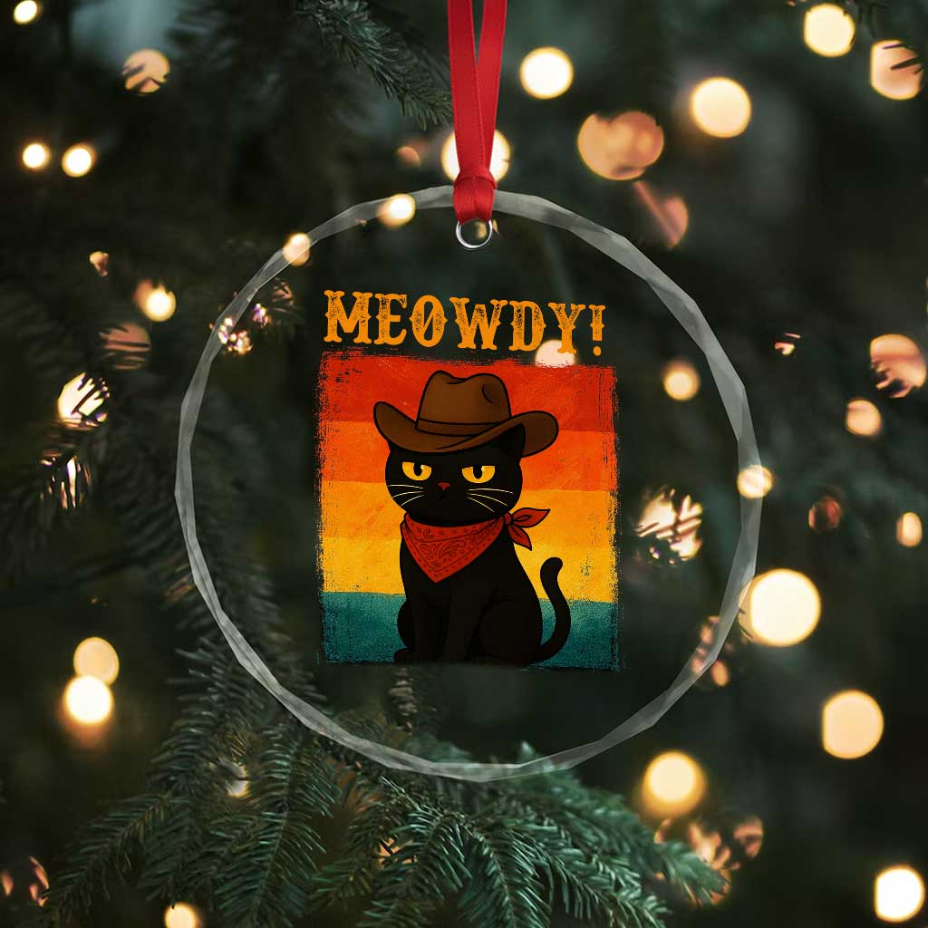 Meowdy Cowboy Cat Crystal Glass Ornament Cute Black Kitten Country Western TS14 Print Your Wear