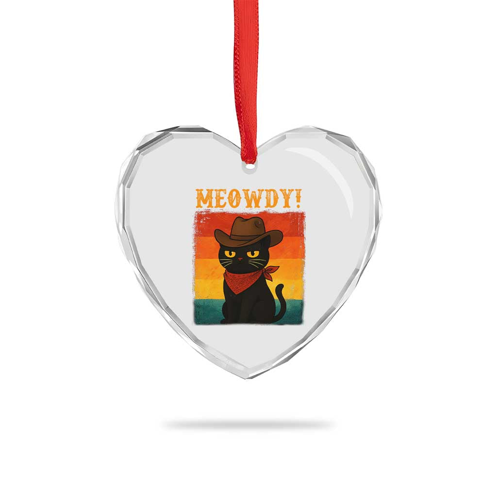Meowdy Cowboy Cat Heart Crystal Glass Ornament Cute Black Kitten Country Western TS14 Print Your Wear