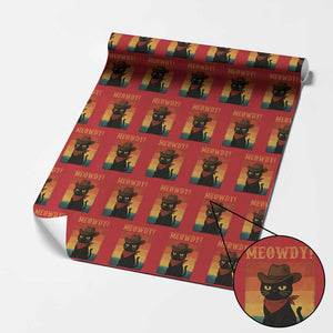 Meowdy Cowboy Cat Wrapping Paper Roll Cute Black Kitten Country Western TS14 Red Print Your Wear