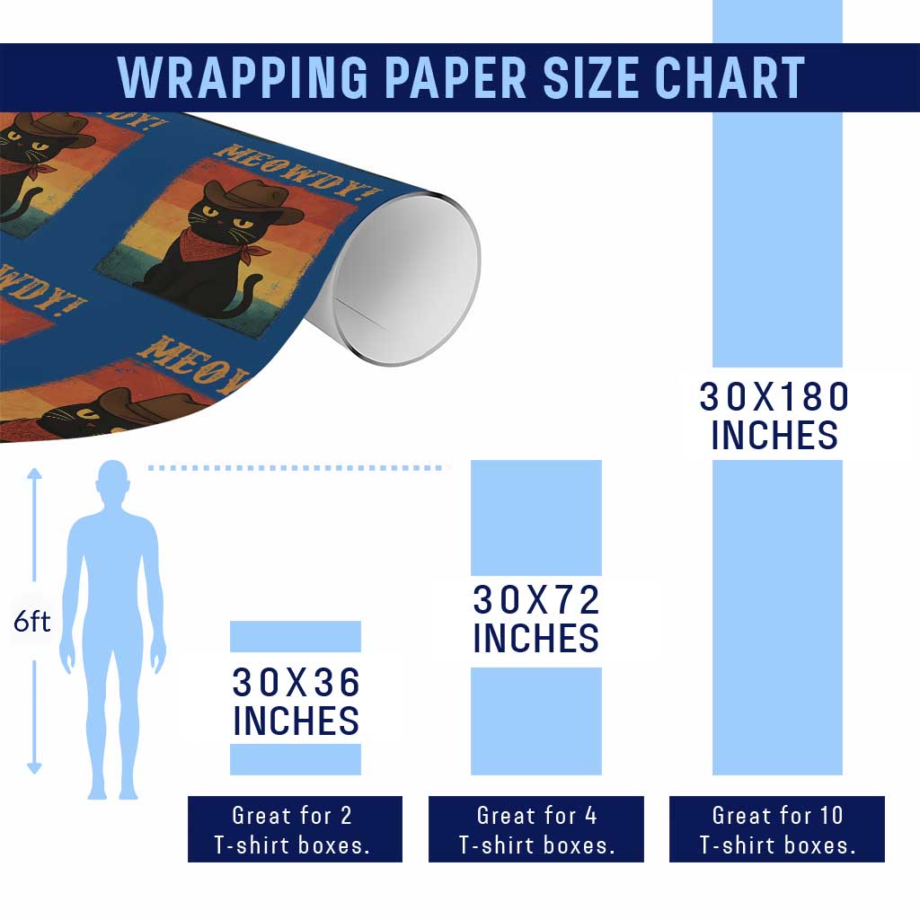 Meowdy Cowboy Cat Wrapping Paper Roll Cute Black Kitten Country Western TS14 Print Your Wear
