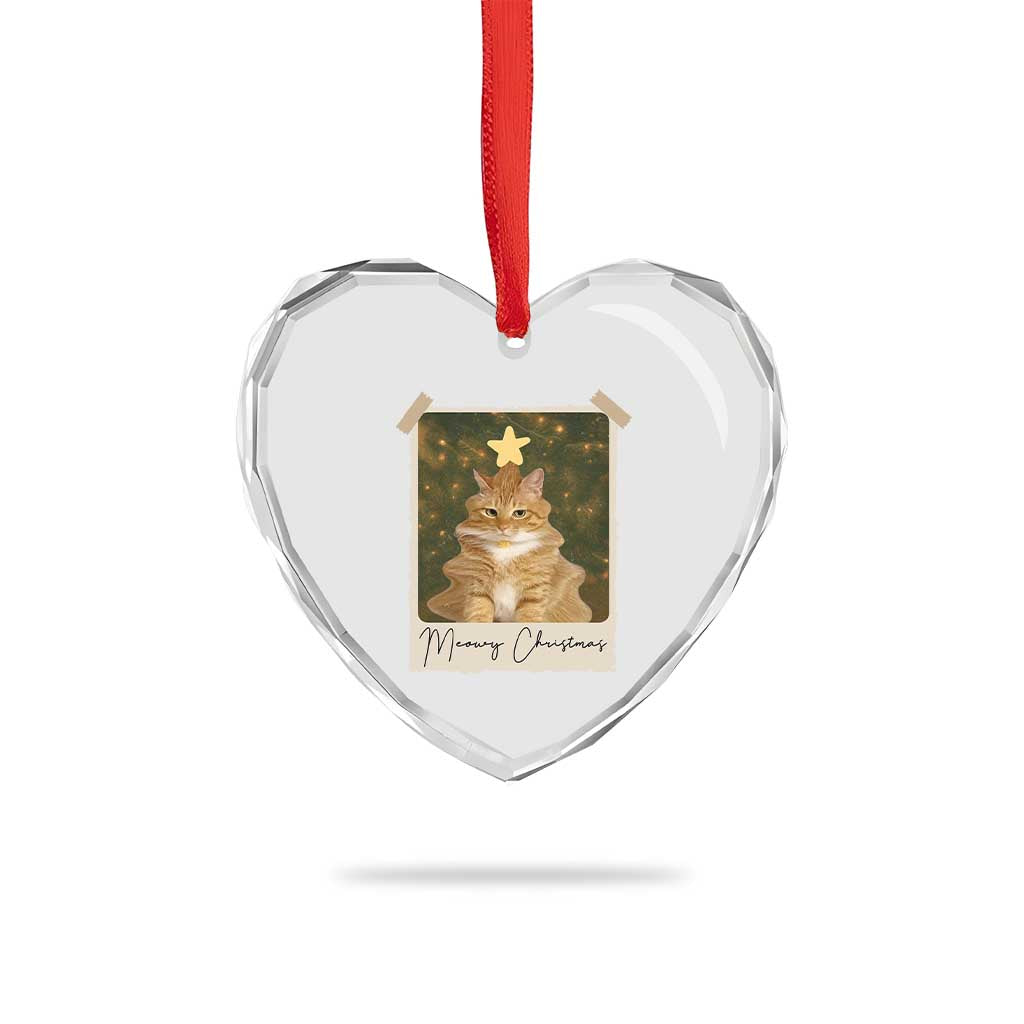 Meowy Christmas Heart Crystal Glass Ornament Funny Cat Xmas Tree Retro Vintage Photo TS10 Print Your Wear