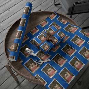 Meowy Christmas Wrapping Paper Roll Cute Cat Lovers Xmas Retro Vintage Photo TS10 Blue Print Your Wear