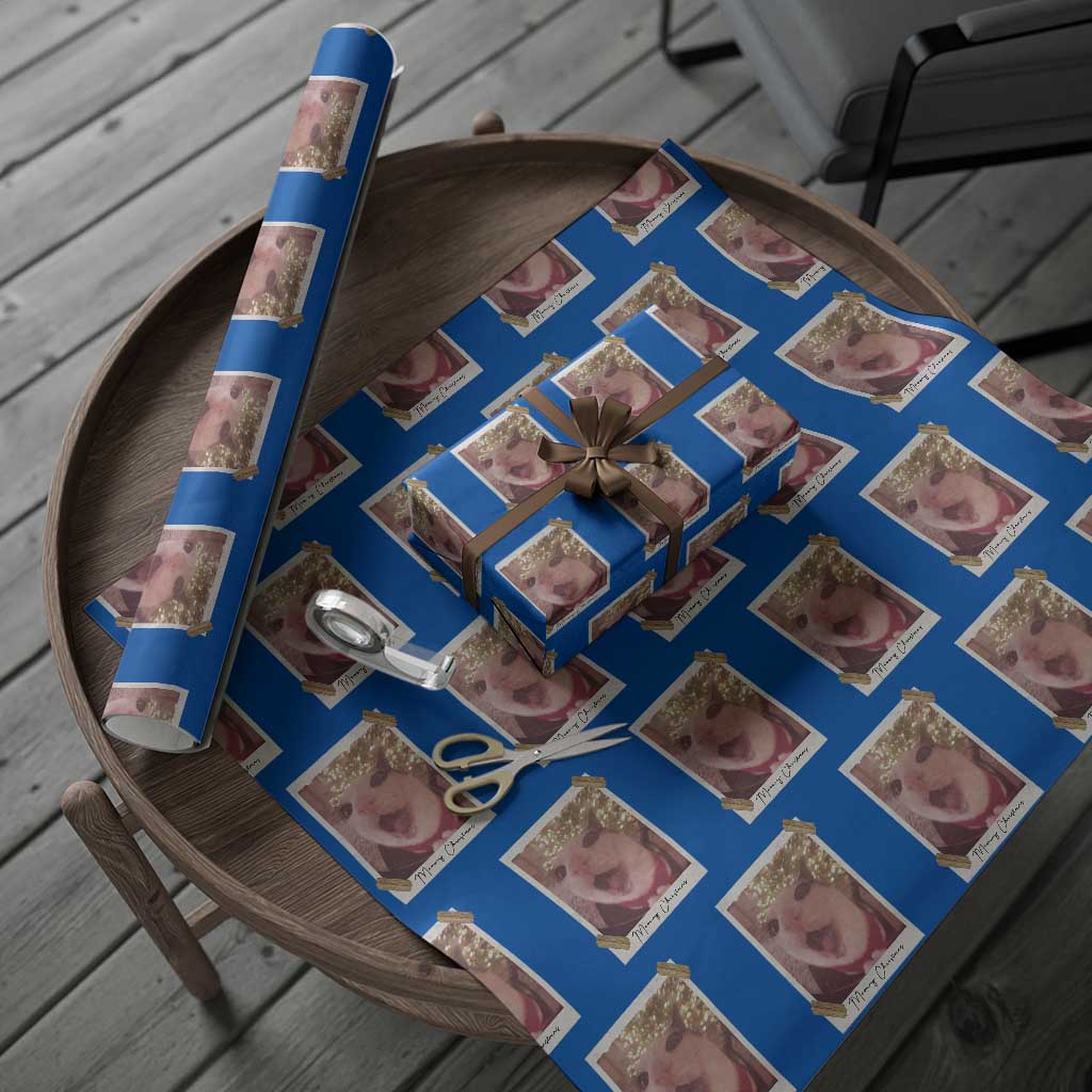 Meowy Christmas Wrapping Paper Roll Funny Cat Lovers Xmas Vintage Photo TS10 Blue Print Your Wear