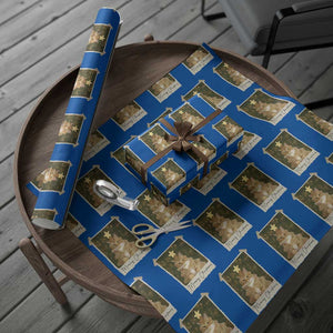 Meowy Christmas Wrapping Paper Roll Funny Cat Xmas Tree Retro Vintage Photo TS10 Blue Print Your Wear