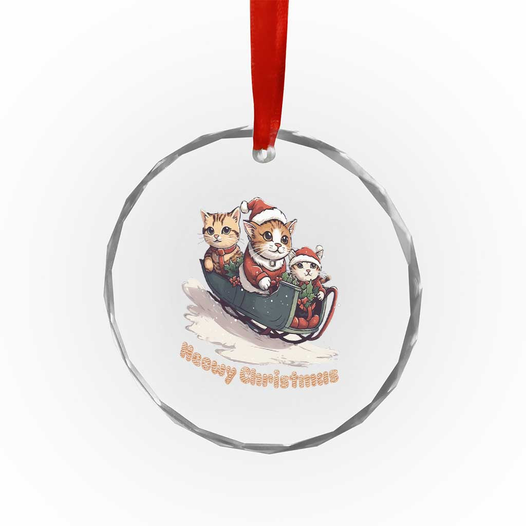 Meowy Xmas Cute Cat Sleigh Crystal Glass Ornament TS09 Print Your Wear