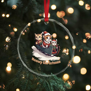 Meowy Xmas Cute Cat Sleigh Crystal Glass Ornament TS09 Print Your Wear