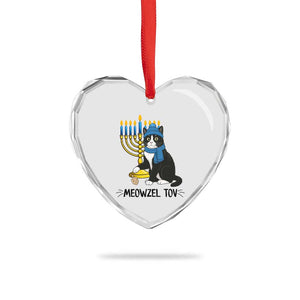 Meowzel Tov Heart Crystal Glass Ornament Black Cat Playing Dreidel Menorah Hanukkah Gift TS12 Print Your Wear