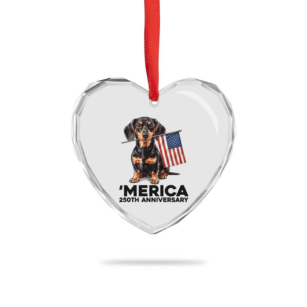 Merica Dachshund Lover Heart Crystal Glass Ornament 250th Anniversary Gift TS12 Print Your Wear