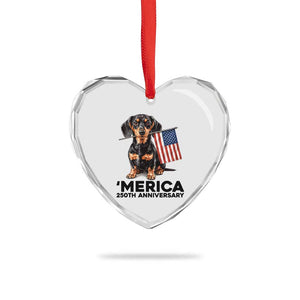 Merica Dachshund Lover Heart Crystal Glass Ornament 250th Anniversary Gift TS12 Print Your Wear