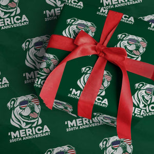 Merica English Bulldog Lover Wrapping Paper Roll 250th Anniversary Gift TS12 Green Print Your Wear