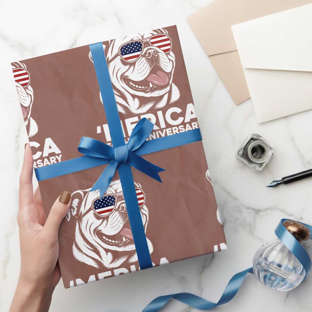 Merica English Bulldog Lover Wrapping Paper Roll 250th Anniversary Gift TS12 Mocha Print Your Wear