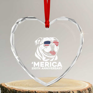 Merica English Bulldog Lover Heart Crystal Glass Ornament 250th Anniversary Gift TS12 Transparent Glass 3'' Heart Print Your Wear