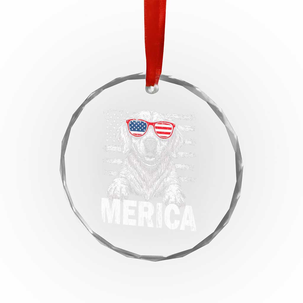 Merica Golden Retriever Crystal Glass Ornament Patriotic Dog US Flag 4th Of July TS02 Print Your Wear