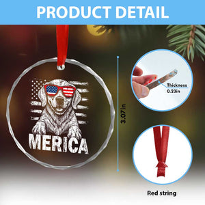 Merica Golden Retriever Crystal Glass Ornament Patriotic Dog US Flag 4th Of July TS02 Print Your Wear
