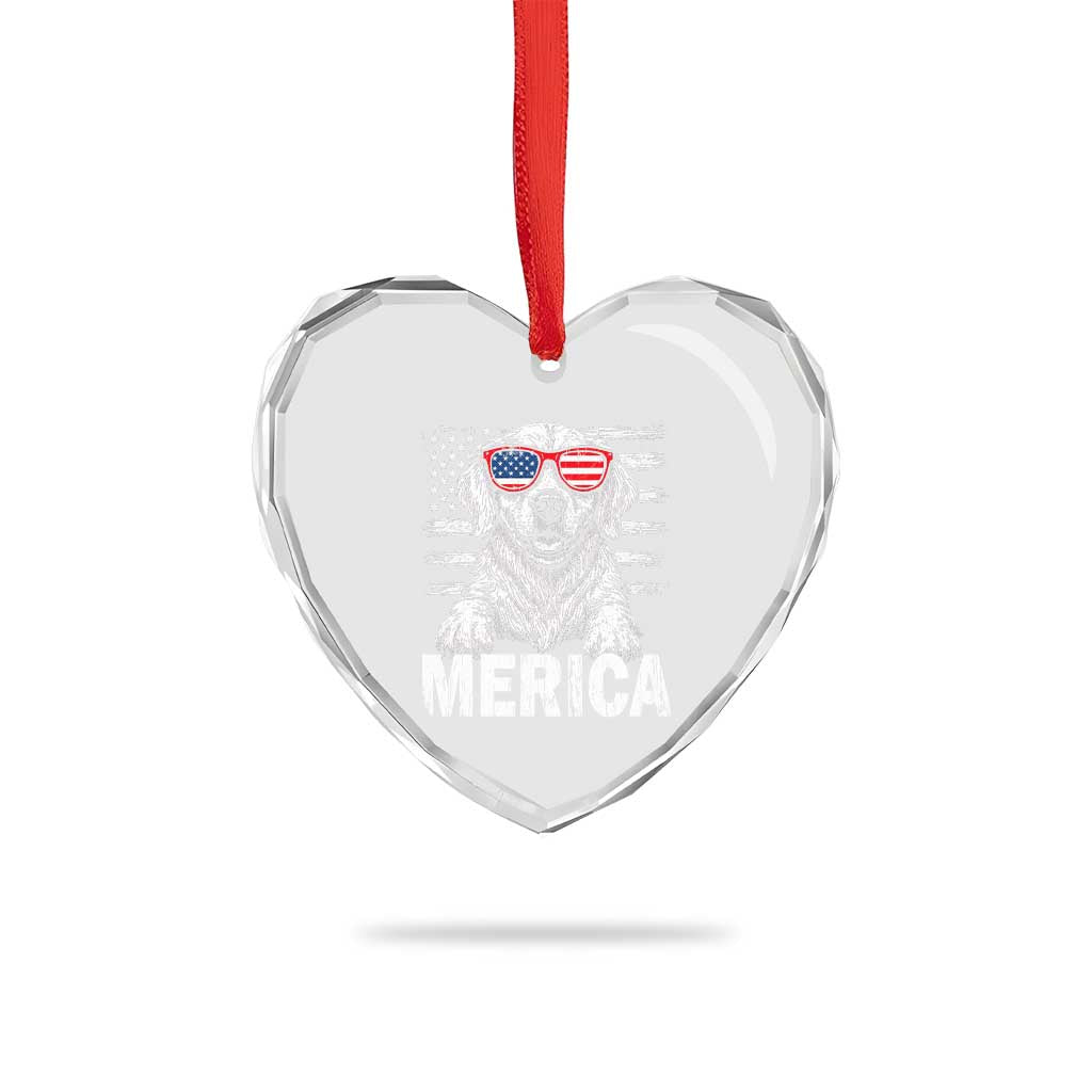 Merica Golden Retriever Heart Crystal Glass Ornament Patriotic Dog US Flag 4th Of July TS02 Print Your Wear