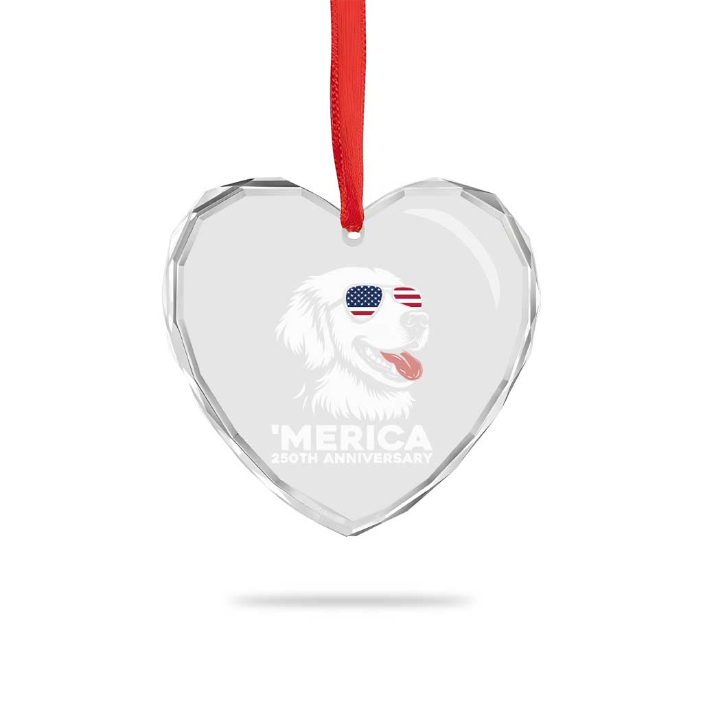 Merica Golden Retriever Lover Heart Crystal Glass Ornament 250th Anniversary Gift TS12 Print Your Wear