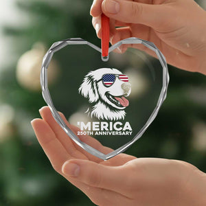 Merica Golden Retriever Lover Heart Crystal Glass Ornament 250th Anniversary Gift TS12 Print Your Wear