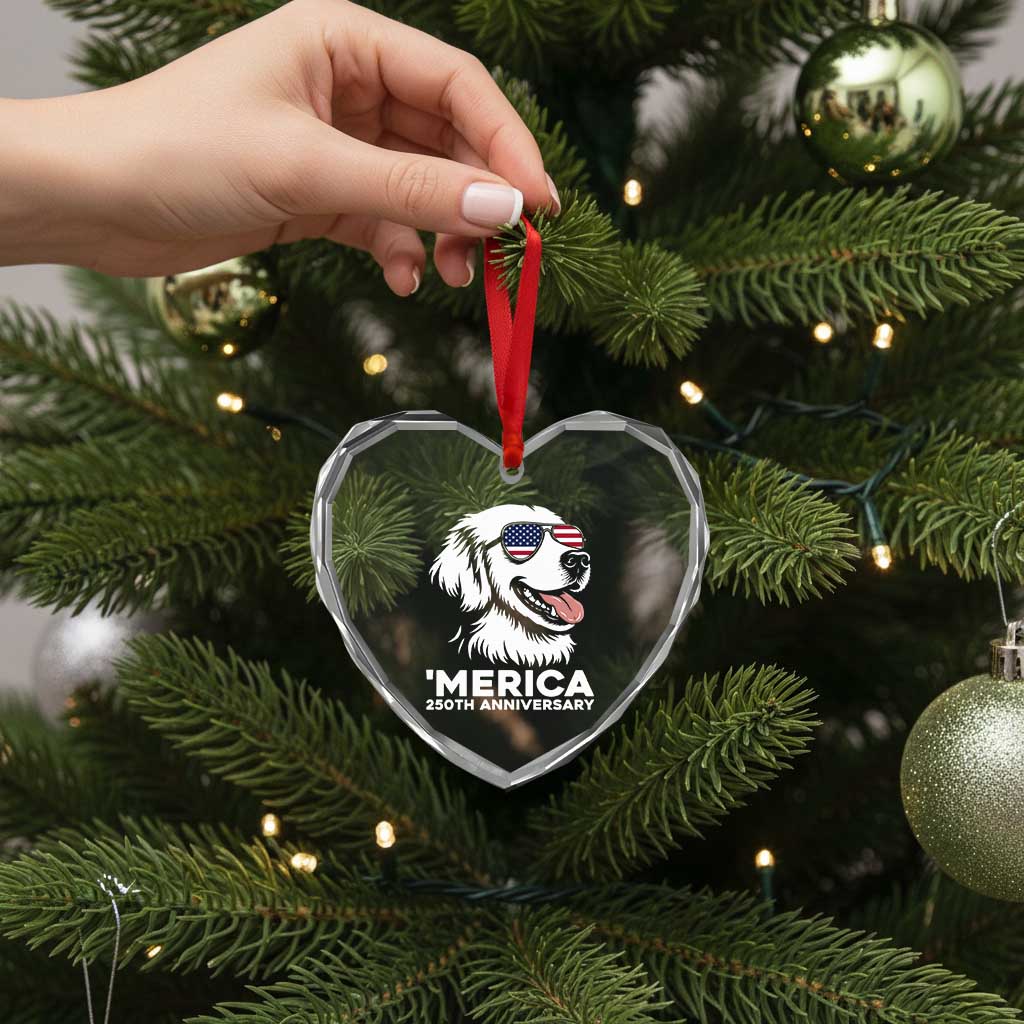Merica Golden Retriever Lover Heart Crystal Glass Ornament 250th Anniversary Gift TS12 Print Your Wear