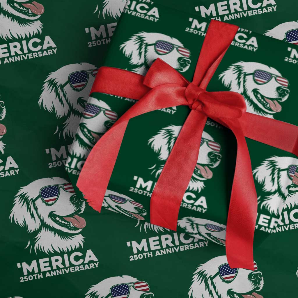 Merica Golden Retriever Lover Wrapping Paper Roll 250th Anniversary Gift TS12 Green Print Your Wear