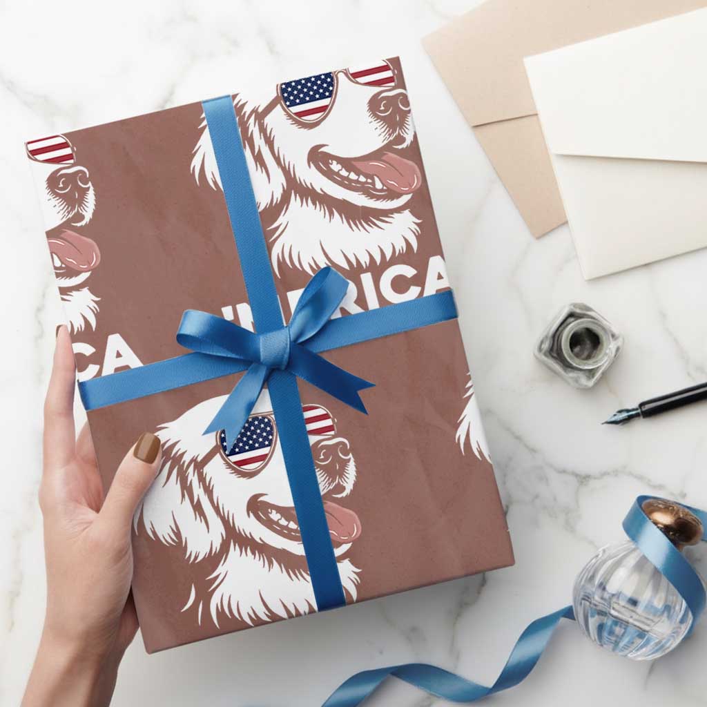 Merica Golden Retriever Lover Wrapping Paper Roll 250th Anniversary Gift TS12 Mocha Print Your Wear