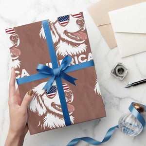 Merica Golden Retriever Lover Wrapping Paper Roll 250th Anniversary Gift TS12 Mocha Print Your Wear