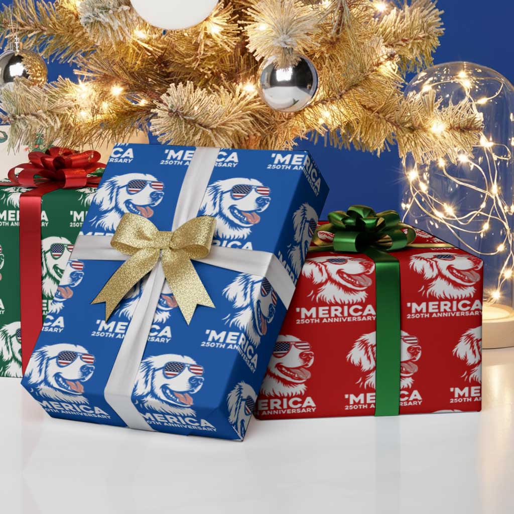 Merica Golden Retriever Lover Wrapping Paper Roll 250th Anniversary Gift TS12 Print Your Wear