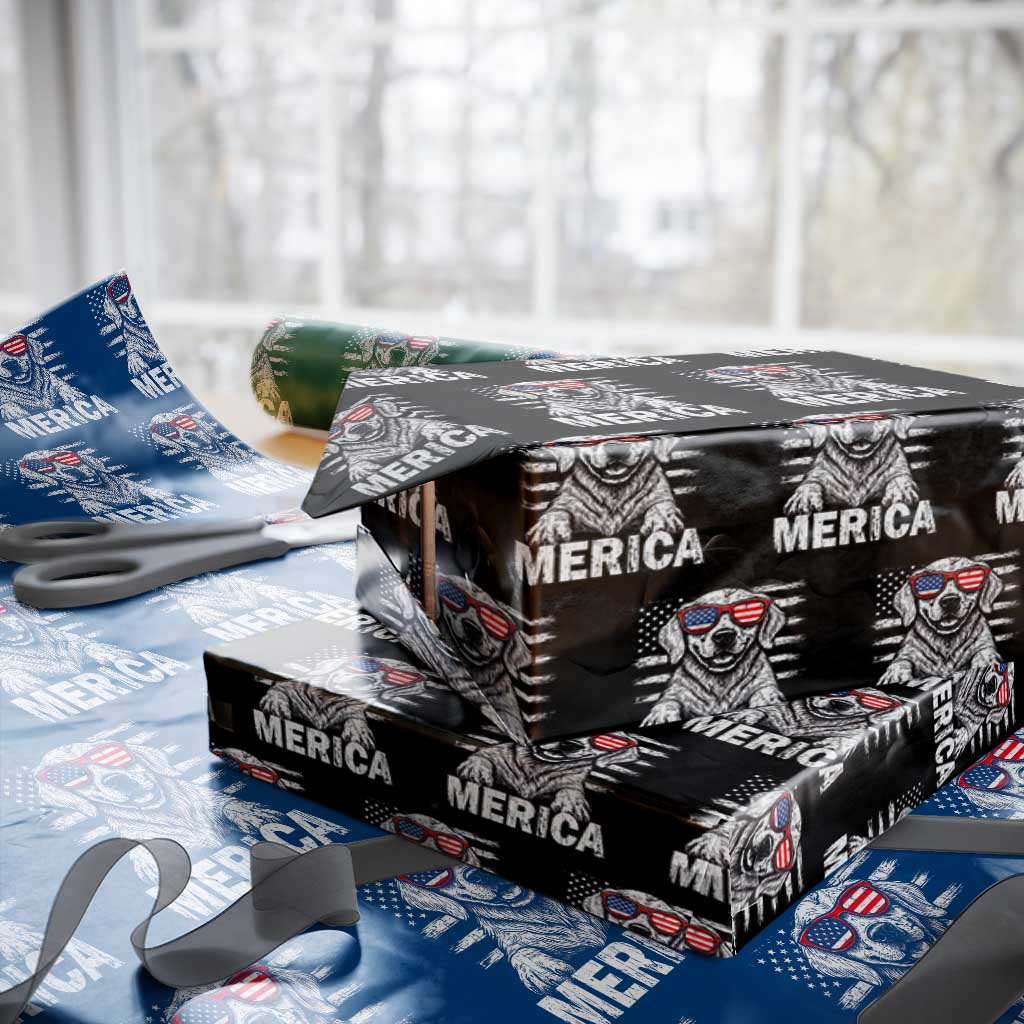 Merica Golden Retriever Wrapping Paper Roll Patriotic Dog US Flag 4th Of July TS02 Black Print Your Wear
