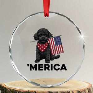 Merica Poodle Dog Lover Gift Crystal Glass Ornament Patriotic 4th Of July TS12 Transparent Glass 3'' Circle Print Your Wear
