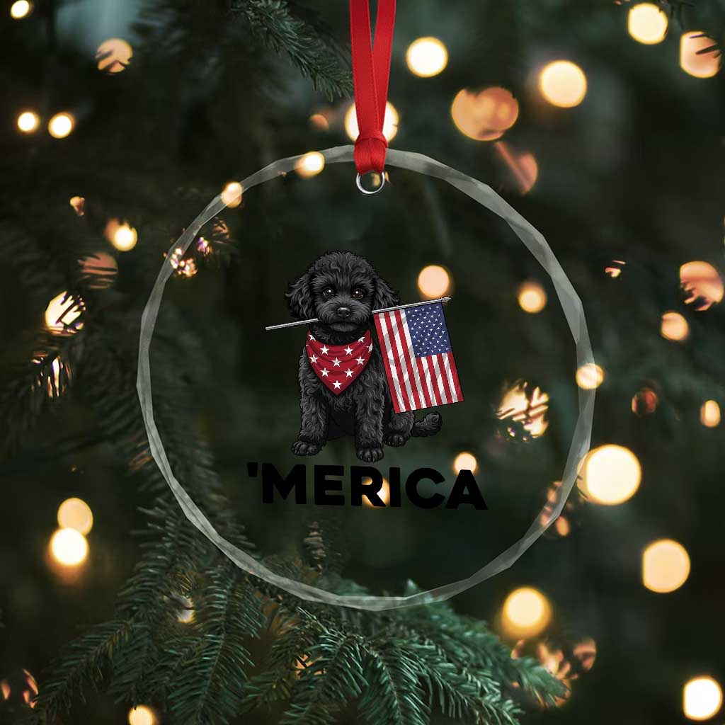 Merica Poodle Dog Lover Gift Crystal Glass Ornament Patriotic 4th Of July TS12 Print Your Wear