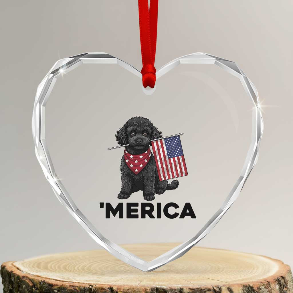 Merica Poodle Dog Lover Gift Heart Crystal Glass Ornament Patriotic 4th Of July TS12 Transparent Glass 3'' Heart Print Your Wear