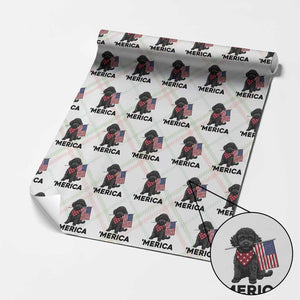 Merica Poodle Dog Lover Gift Wrapping Paper Roll Patriotic 4th Of July