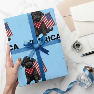 Merica Poodle Dog Lover Gift Wrapping Paper Roll Patriotic 4th Of July