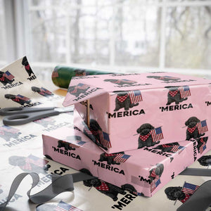 Merica Poodle Dog Lover Gift Wrapping Paper Roll Patriotic 4th Of July