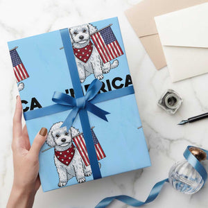 Merica Poodle Mom Dad Patriotic Gift Wrapping Paper Roll 4th Of July Pride