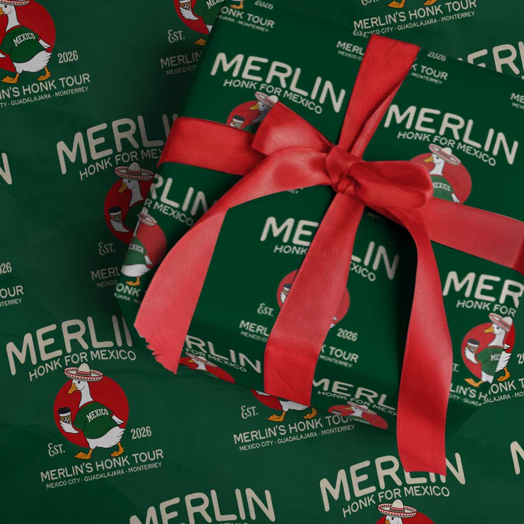 Merlin the Duck Honk Tour Mexico Retro Band Parody Wrapping Paper Roll Mexican Pride Soccer Locer Football Fans