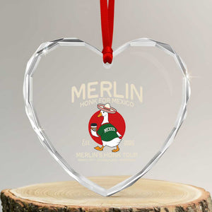 Merlin the Duck Honk Tour Mexico Retro Band Parody Heart Crystal Glass Ornament Mexican Pride Soccer Locer Football Fans