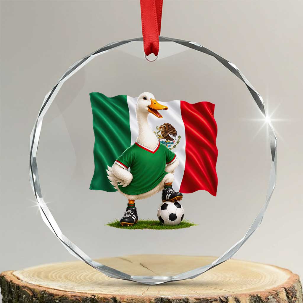 Merlin the Duck Mexico Flag Soccer Player Crystal Glass Ornament Mexican Pride Football Fans TS02 Transparent Glass 3'' Circle Print Your Wear