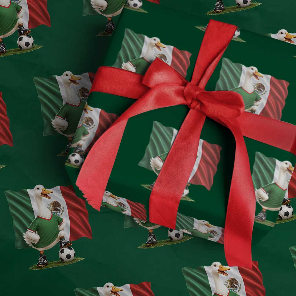 Merlin the Duck Mexico Flag Soccer Player Wrapping Paper Roll Mexican Pride Football Fans TS02 Green Print Your Wear