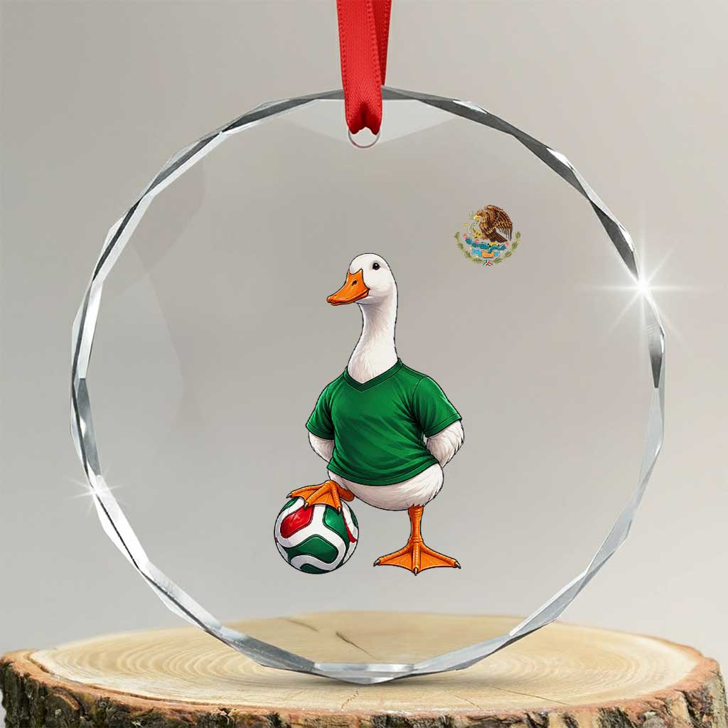 Merlin the Duck Soccer Player Mexico Fans Crystal Glass Ornament Mexican Sports Futbol Lovers Viral Animal in Green Jersey Graphic TS02 Transparent Glass 3'' Circle Print Your Wear