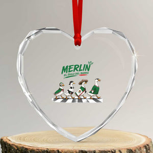 Merlin the Ducks Crosswalk Walk Parody Heart Crystal Glass Ornament El Idolo Del Barrio Mexico Duck Soccer Football Fans