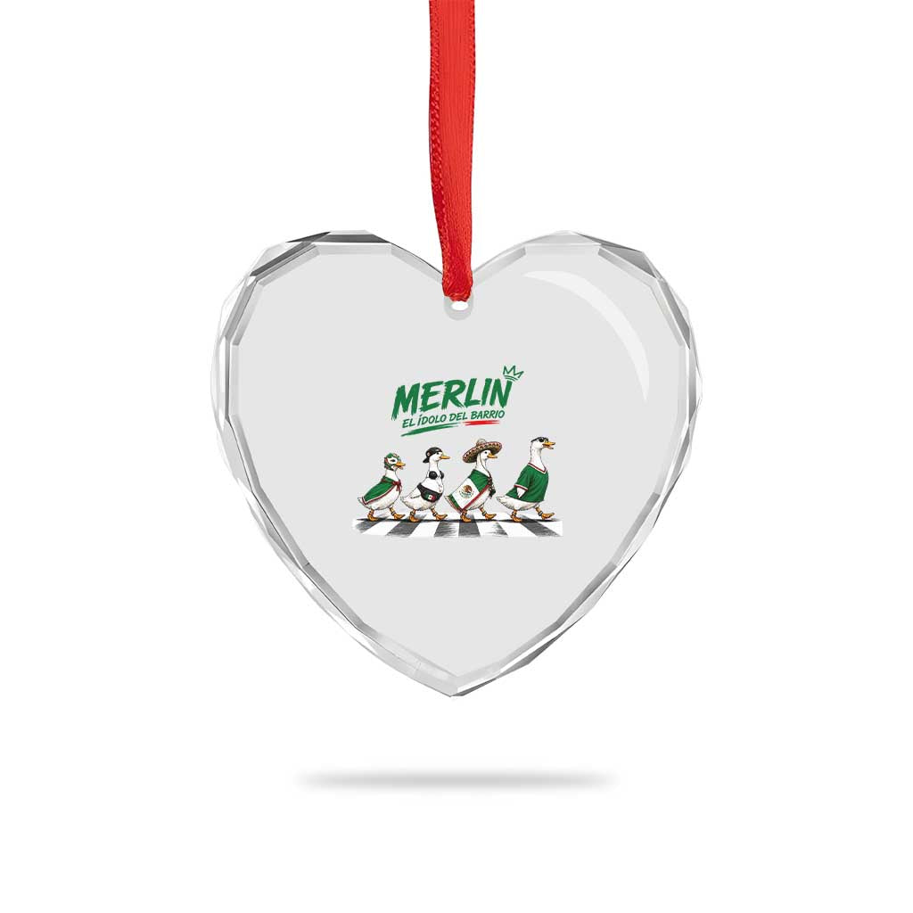 Merlin the Ducks Crosswalk Walk Parody Heart Crystal Glass Ornament El Idolo Del Barrio Mexico Duck Soccer Football Fans