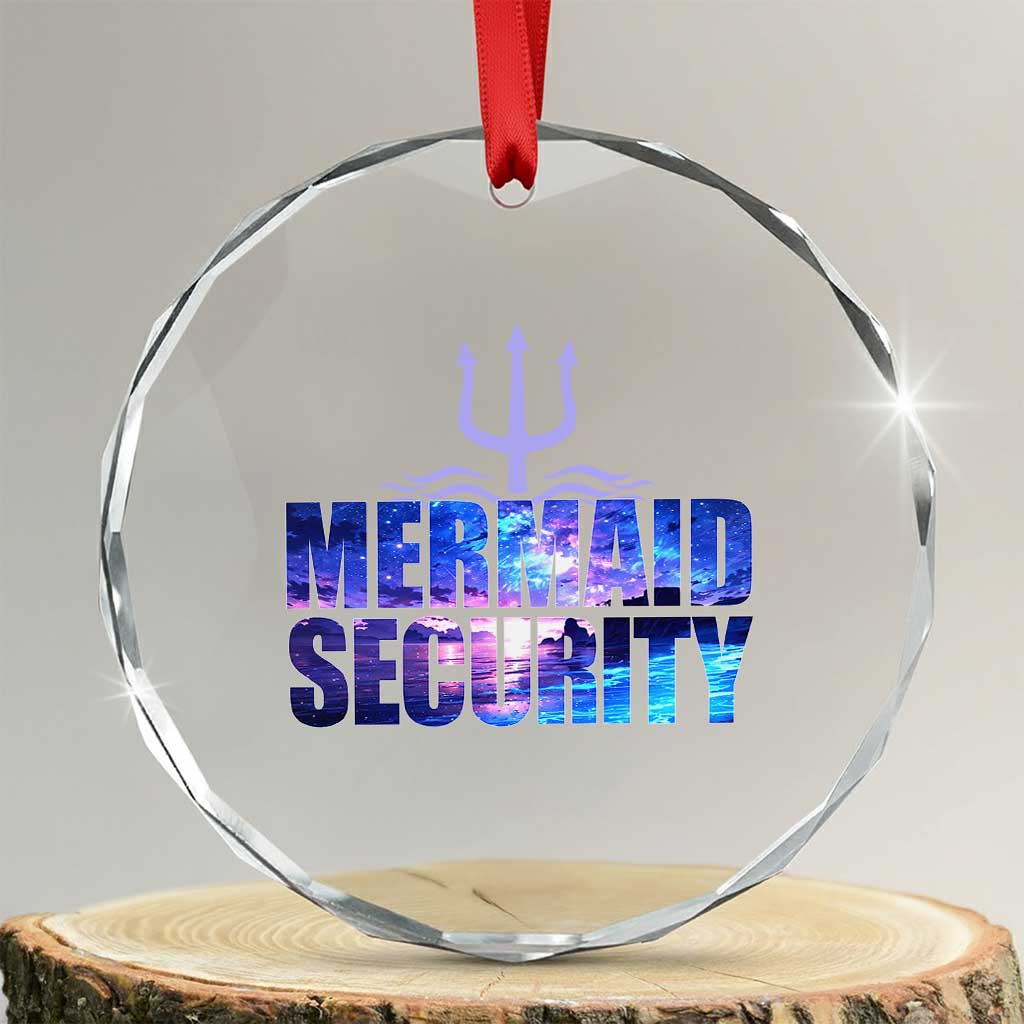 Mermaid Security Crystal Glass Ornament Funny Mermaid Family Squad TS10 Transparent Glass 3'' Circle Print Your Wear