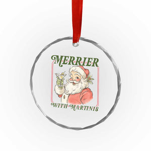 Merrier With Martinis Crystal Glass Ornament Funny Retro Santa Christmas Cocktail Lover TS02 Print Your Wear