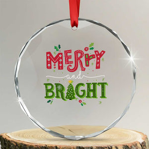 Merry And Bright Christmas Tree Xmas Holiday Crystal Glass Ornament TS09 Transparent Glass 3'' Circle Print Your Wear
