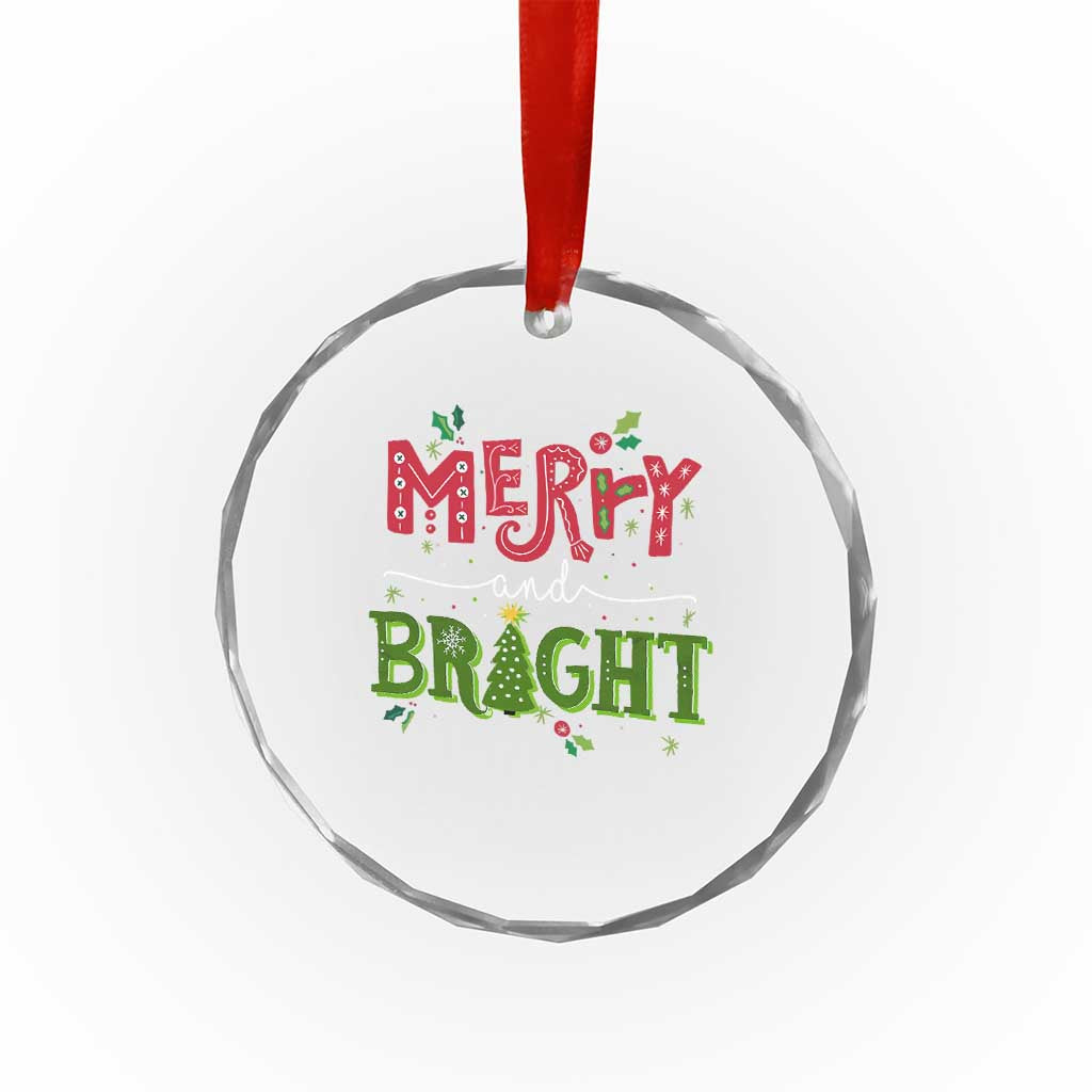 Merry And Bright Christmas Tree Xmas Holiday Crystal Glass Ornament TS09 Print Your Wear