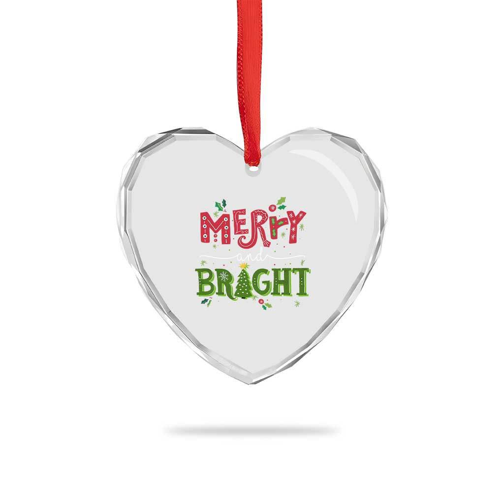 Merry And Bright Christmas Tree Xmas Holiday Heart Crystal Glass Ornament TS09 Print Your Wear