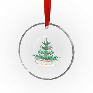 Merry and Bright Xmas Sleigh Crystal Glass Ornament TS10 Print Your Wear