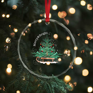 Merry and Bright Xmas Sleigh Crystal Glass Ornament TS10 Print Your Wear