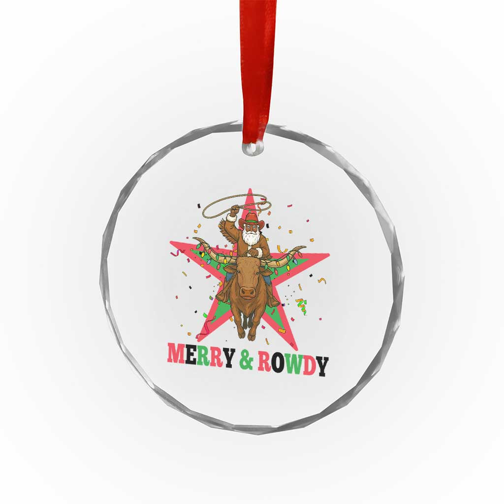 Merry And Rowdy Kwanzaa Santa Cowboy Christmas Gift Crystal Glass Ornament TS12 Print Your Wear